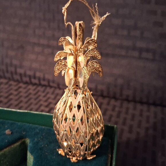 Lenox Kirk Stieff & VM Mix Lot Pineapple Christmas Ornaments Gold Plated Pewter - Picture 11 of 11